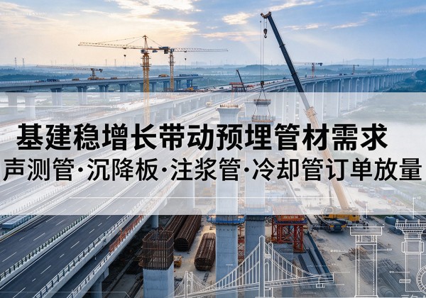 银州基建稳增长带动预埋监测管材需求，声测管、沉降板、注浆管订单持续放量